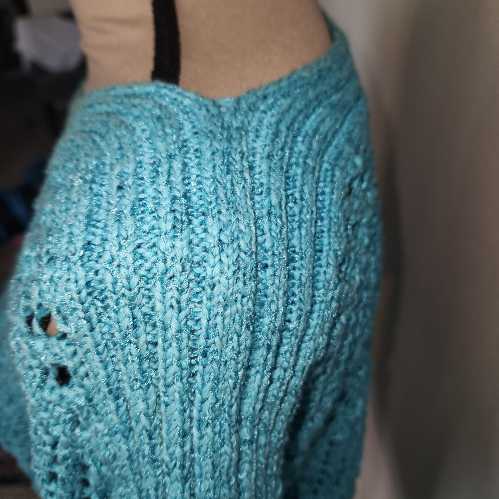 Chico Brand Turquoise Knit Sweater for Women SIZE 2 - Picture 4 of 13